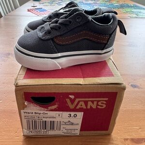 Vans Toddler Size 3 Ward Slip-On Sneakers - Asphalt and Brown